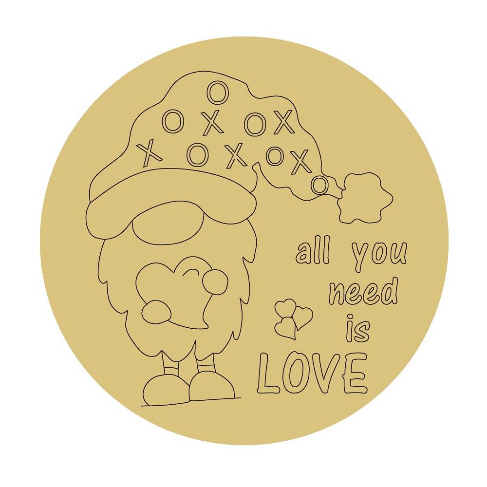 Design By Line Round MDF Cutout All You Need Is Love Santa Hat - Unfinished For DIY
