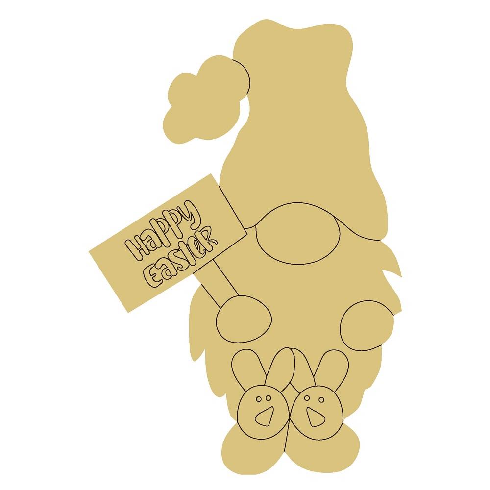 Design By Line Gnome MDF Cutout Happy Easter - Unfinished For DIY
