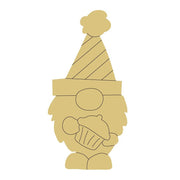 Design By Line Happy Birthday Gnome MDF Cutout Cupcake - Unfinished For DIY
