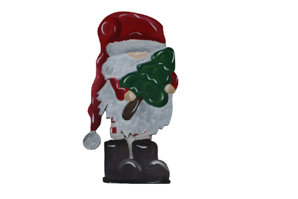 Design By Line Gnome Silhouette MDF Cutout Gnome With Tree - Unfinished For DIY