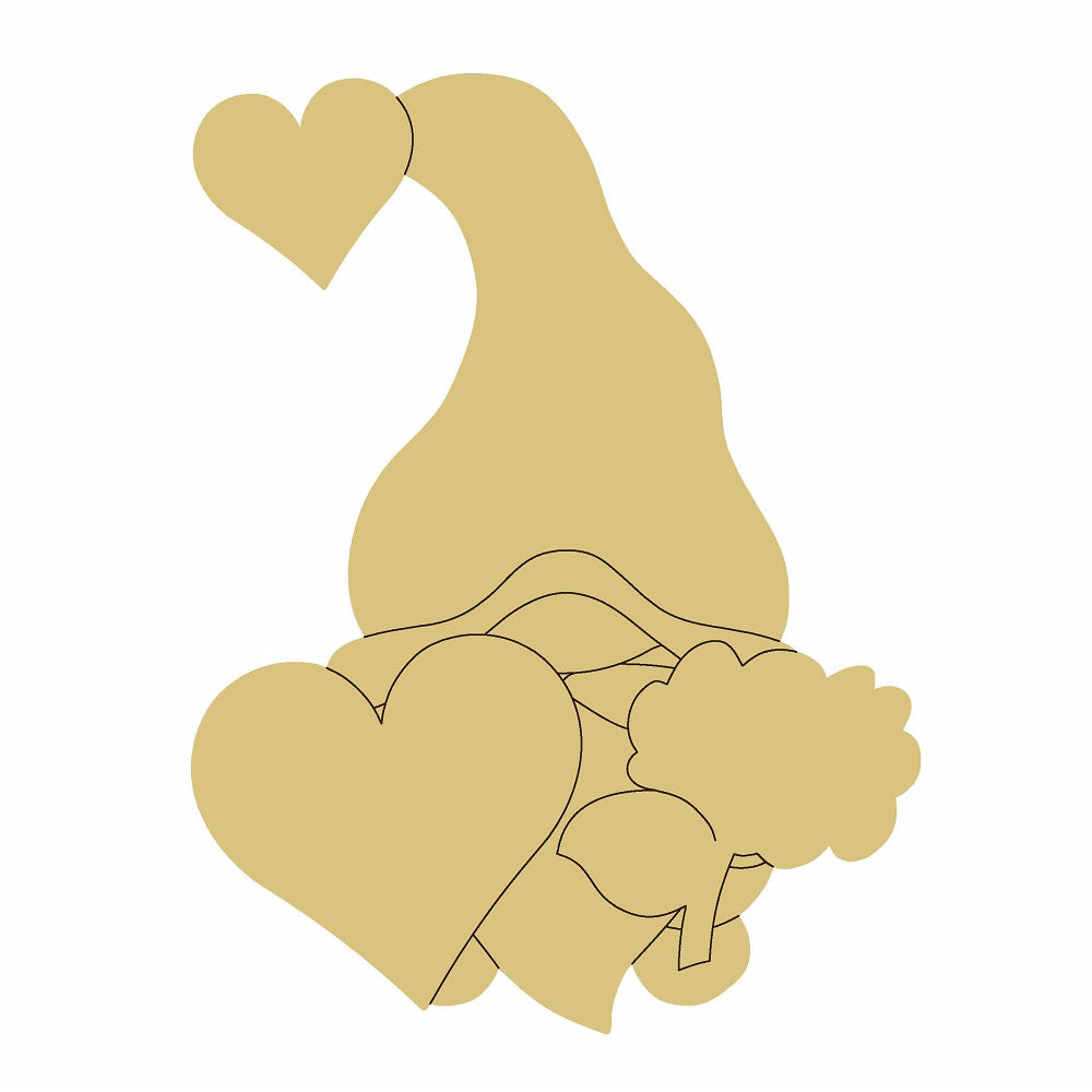 Design By Line Gnome MDF Cutout Heart - Unfinished For DIY