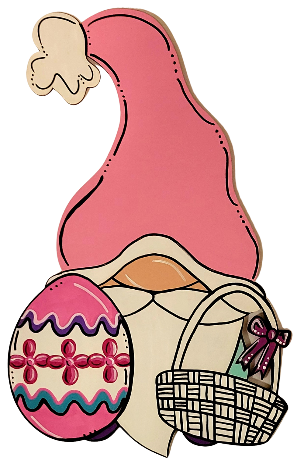 Design By Line Gnome MDF Cutout Easter Eggs And Basket - Unfinished For DIY