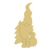 Design By Line Gnome MDF Cutout Winter Scene With Pine Trees And Snowman - Unfinished For DIY