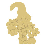 Design By Line Gnome Silhouette MDF Cutout With Flowers - Unfinished For DIY