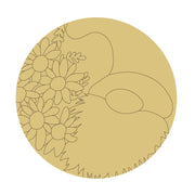 Design By Line Round MDF Cutout Gnome with Flowers - Unfinished For DIY