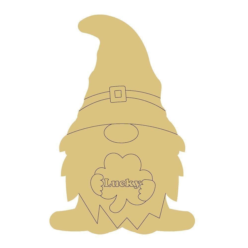 Design By Line Gnome MDF Cutout Lucky - Unfinished For DIY