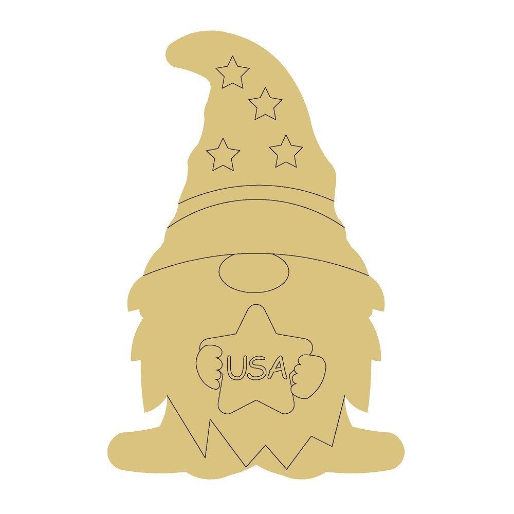 Design By Line Gnome MDF Cutout USA Star Hat - Unfinished For DIY