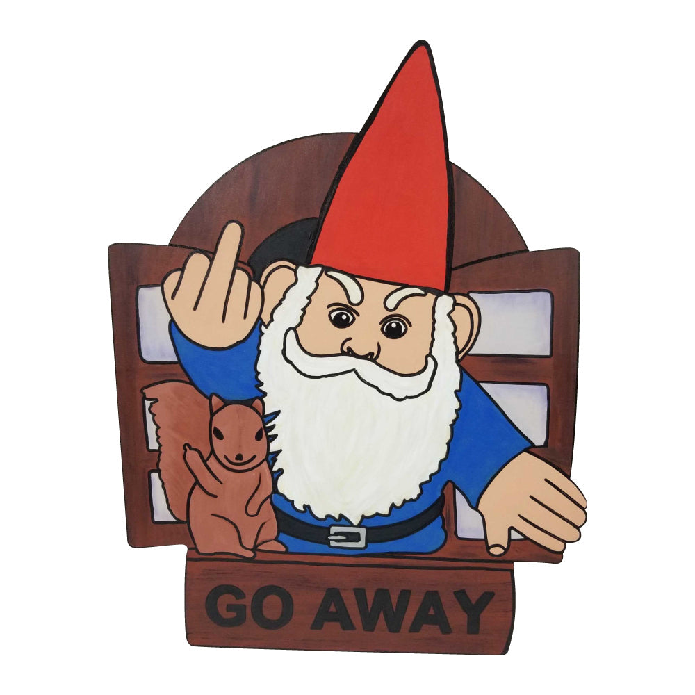 Design By Line Gnome Silhouette MDF Cutout Go Away - Unfinished For DIY