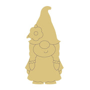 Design By Line Gnome Silhouette MDF Cutout With Flower - Unfinished For DIY