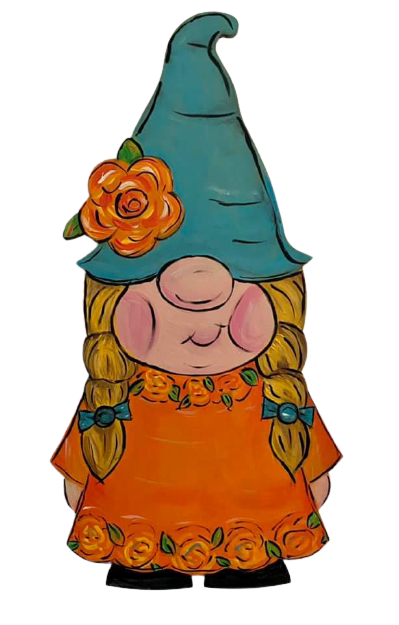 Design By Line Gnome Silhouette MDF Cutout With Flower - Unfinished For DIY