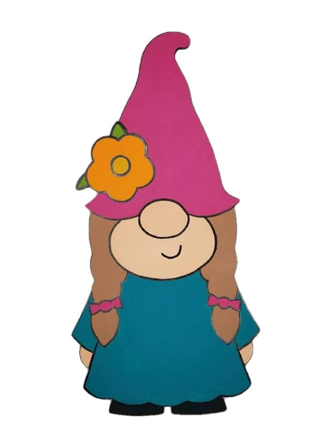 Design By Line Gnome Silhouette MDF Cutout With Flower - Unfinished For DIY
