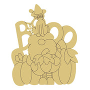 Design By Line Gnome On Pumpkin MDF Cutout Boo Gnome Halloween Silhouette - Unfinished For DIY
