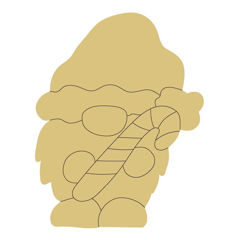 Design By Line Gnome MDF Cutout With Candy Cane - Unfinished For DIY