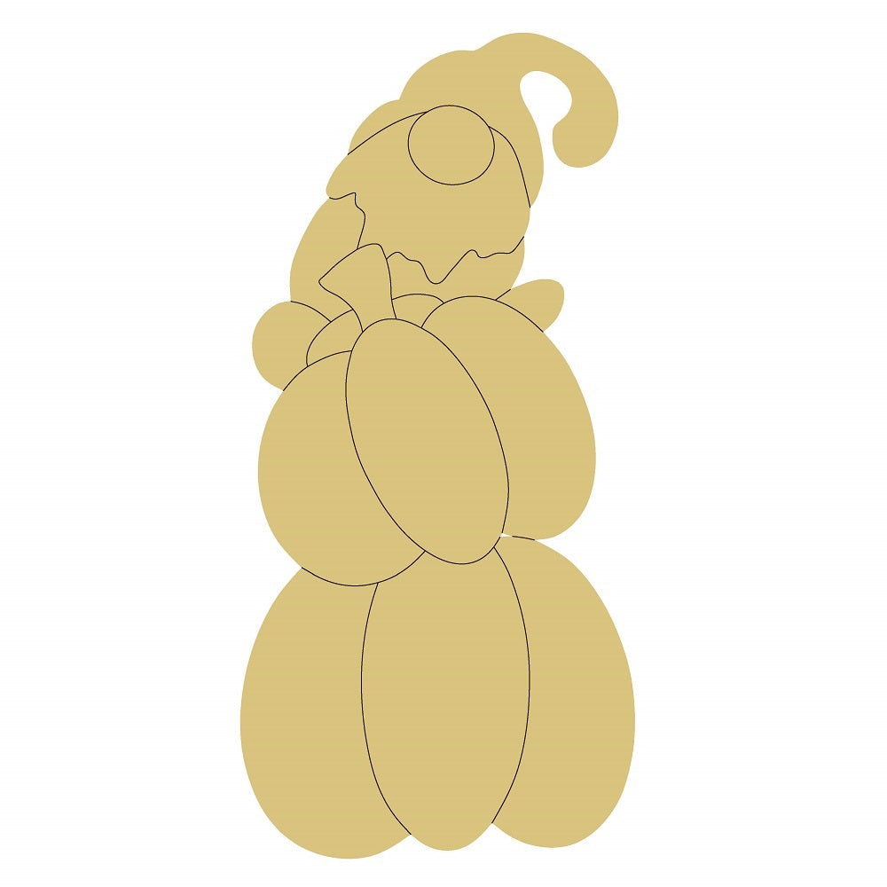 Design By Line Gnome Silhouette MDF Cutout Gnome With Pumpkin - Unfinished For DIY