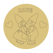 Design By Line Round MDF Cutout Love Gnomes - Unfinished For DIY