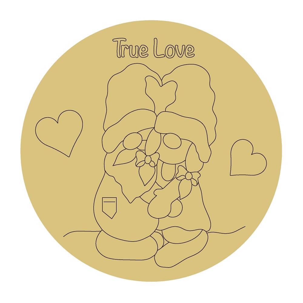 Design By Line Round MDF Cutout True Love Gnomes - Unfinished For DIY