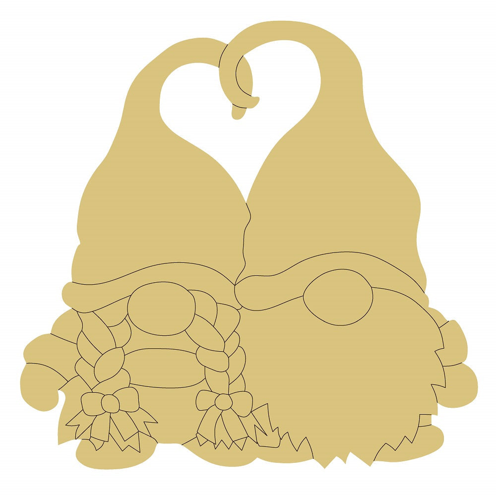 Design By Line Gnomes MDF Cutout Couple Heart Silhouette - Unfinished For DIY