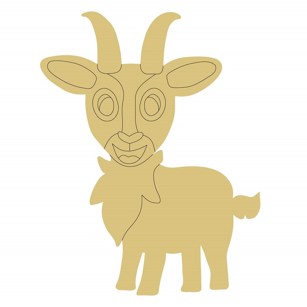Design By Line Goat MDF Cutout Silhouette - Unfinished For DIY