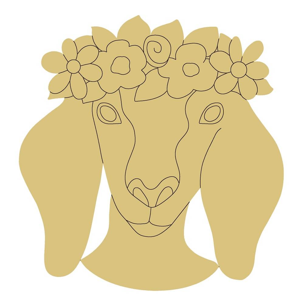 Design By Line Goat Head MDF Cutout Floral Crown - Unfinished For DIY