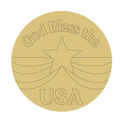 Design By Line Round MDF Cutout God Bless The USA - Unfinished For DIY