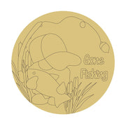 Design By Line Round MDF Cutout Gone Fishing - Unfinished For DIY