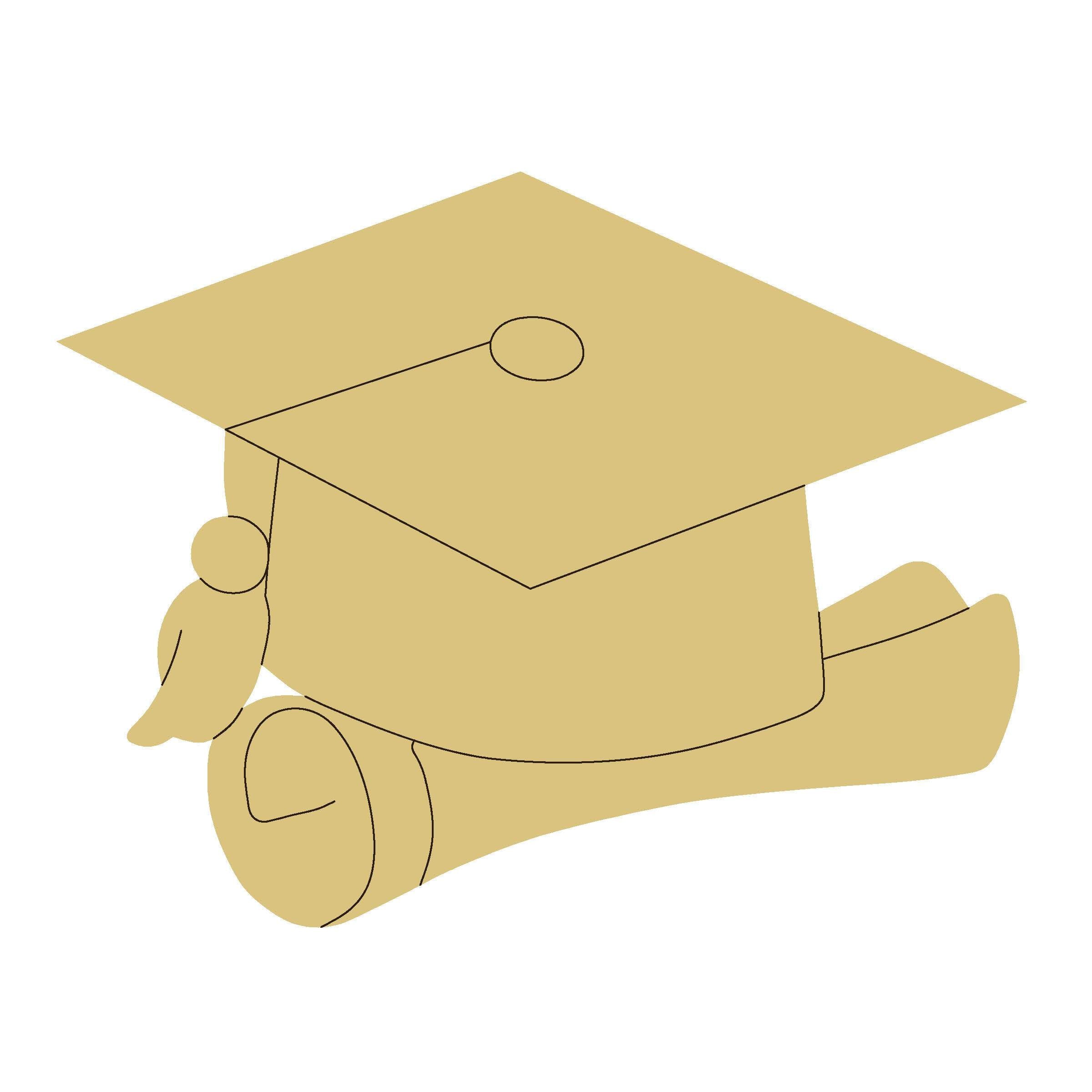 Design By Line Mortarboard MDF Cutout Graduation Cap Silhouette - Unfinished For DIY