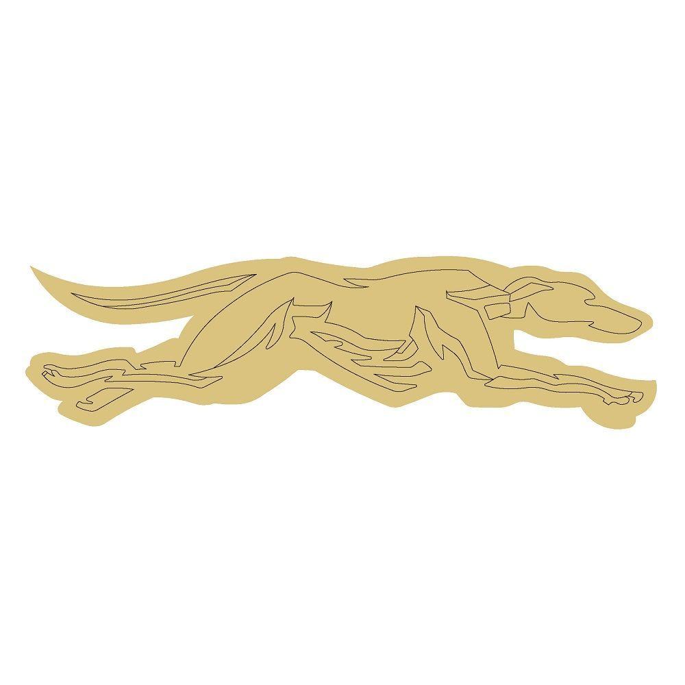 Design By Line Greyhound MDF Cutout Running Silhouette - Unfinished For DIY