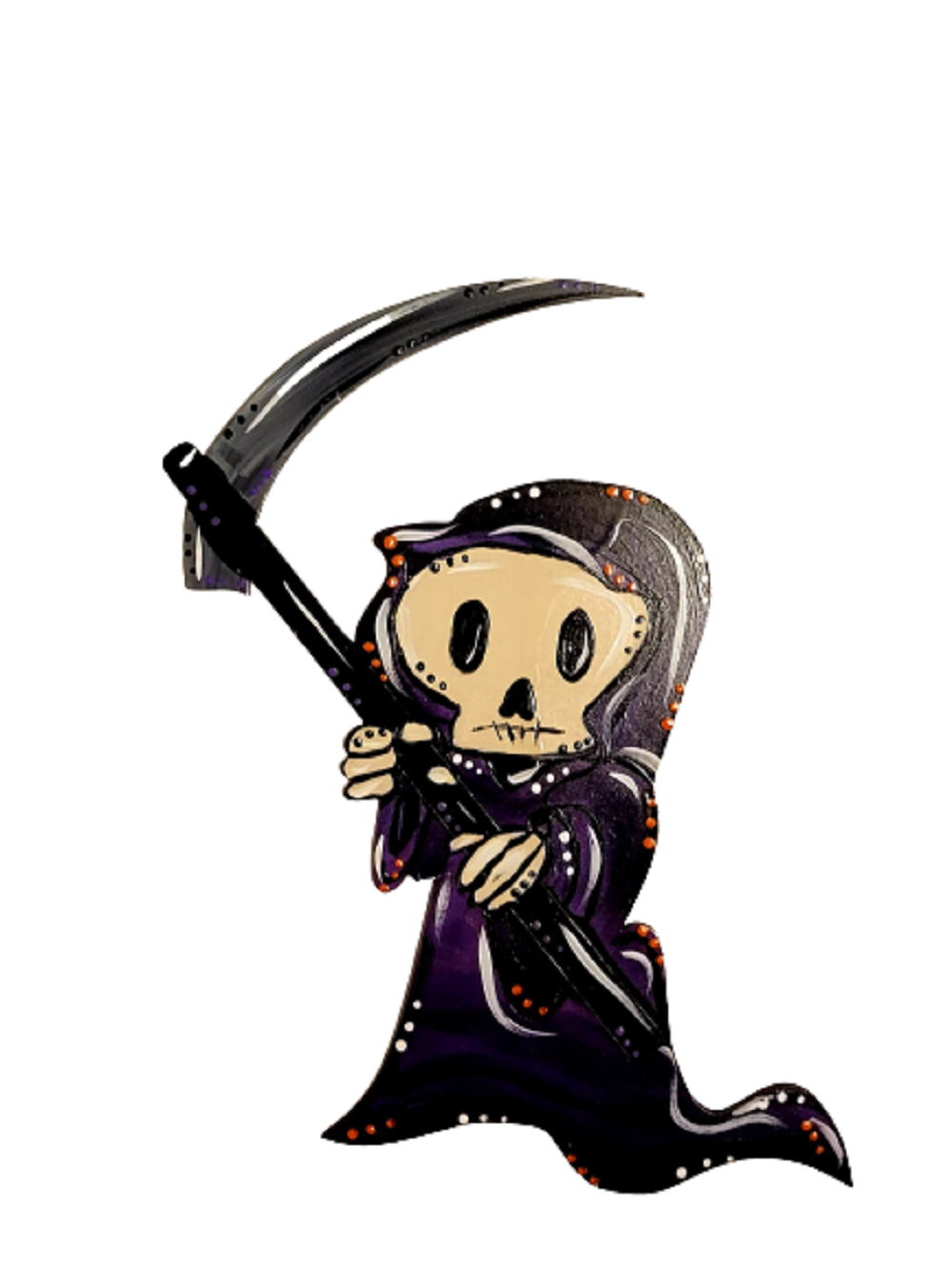 Design By Line Grim Reaper Silhouette MDF Cutout Grim Reaper With Scythe Halloween - Unfinished For DIY