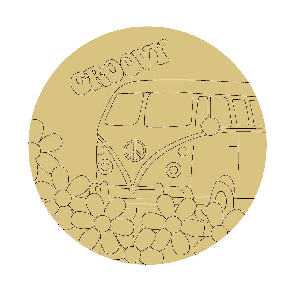Groovy Design By Line Unfinished Wood Cutout Style 1