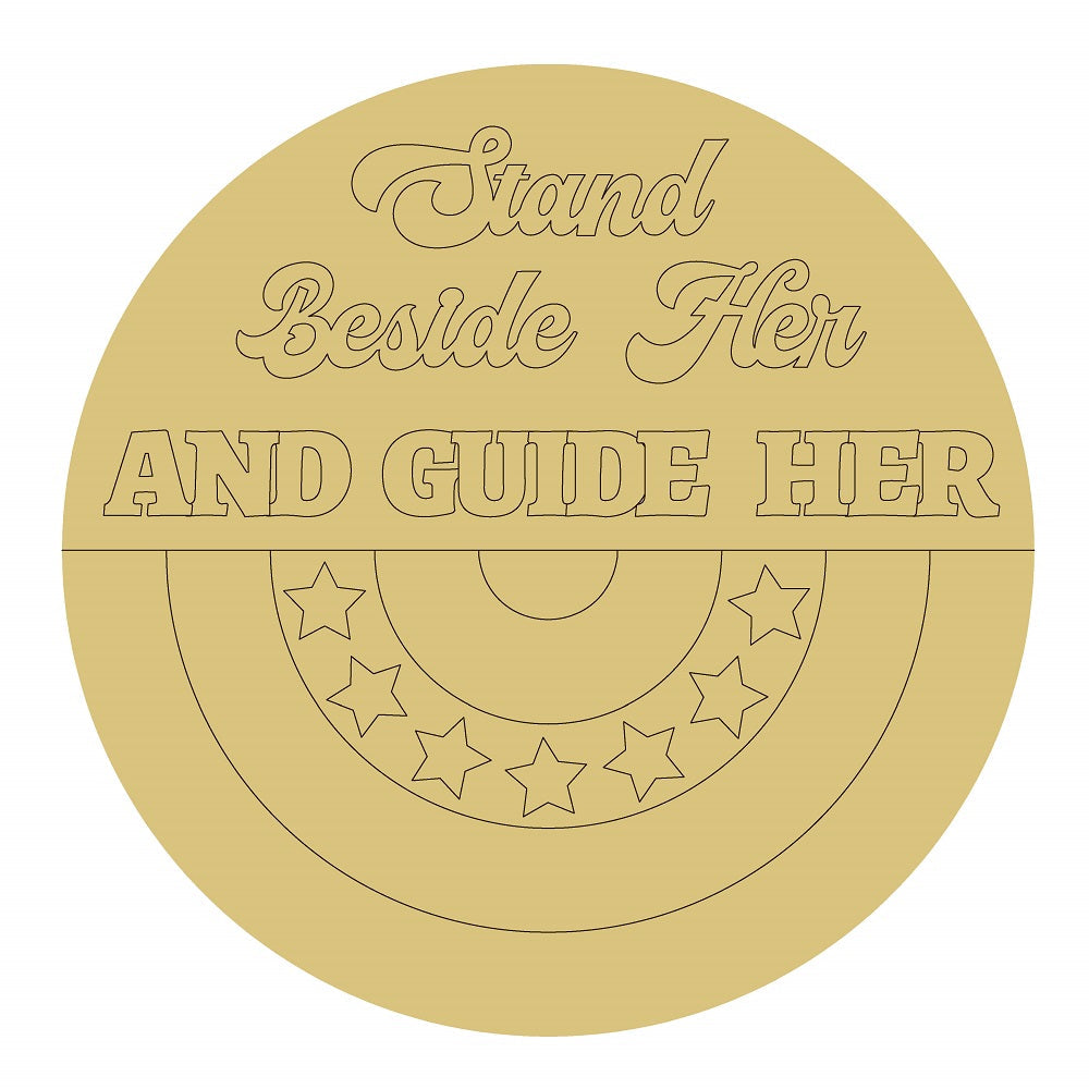 Design By Line Round MDF Cutout Stand Beside Her And Guide Her - Unfinished For DIY