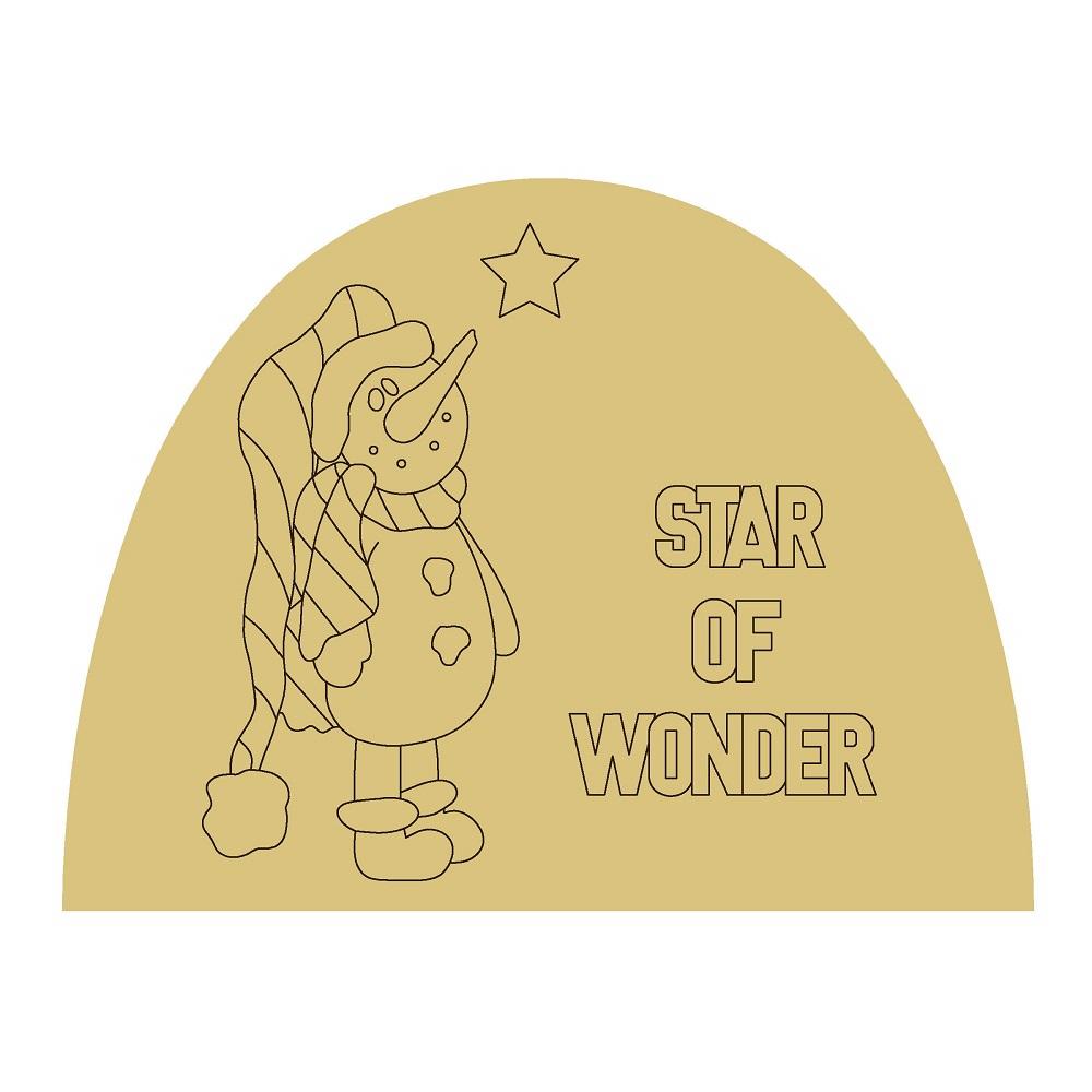 Design By Line Half Oval MDF Cutout Star Of Wonder Snowman - Unfinished For DIY