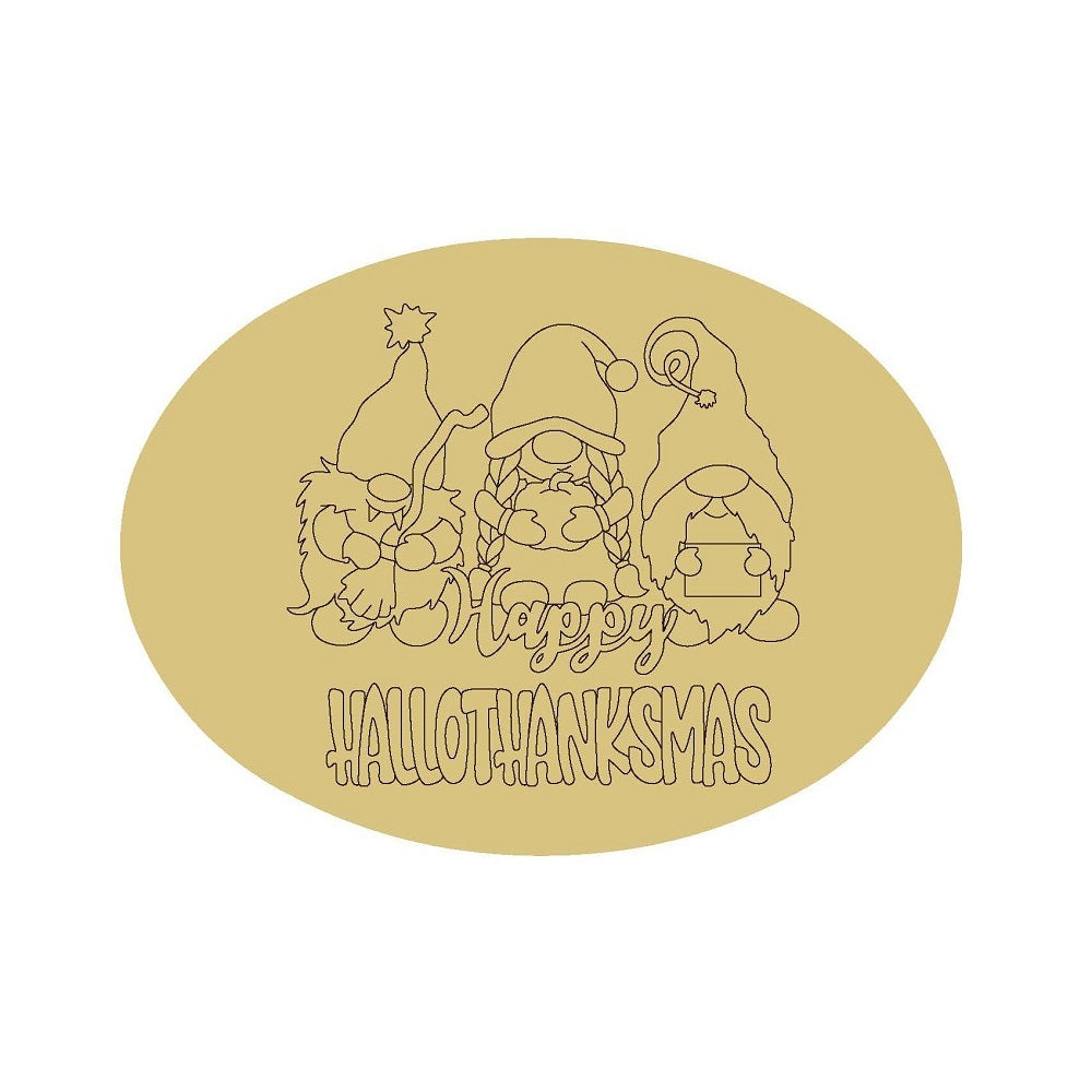 HalloThankMas Design By Line Unfinished Wood Cutout Style 1