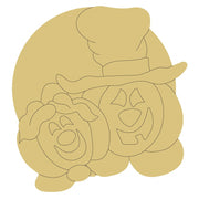 Design By Line Round MDF Cutout Scarecrow And Pumpkin Style 5 - Unfinished For DIY
