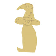 Design By Line Cat MDF Cutout WithA Witches Hat on - Unfinished For DIY