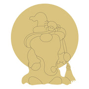 Design By Line Witch Gnome MDF Cutout Halloween Moon With Broom Silhouette - Unfinished For DIY
