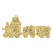 Design By Line Train MDF Cutout Halloween Pumpkin Locomotive With Panel Artwork - Unfinished For DIY