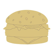 Design By Line Hamburger MDF Cutout Sesame Seed Bun Silhouette - Unfinished For DIY