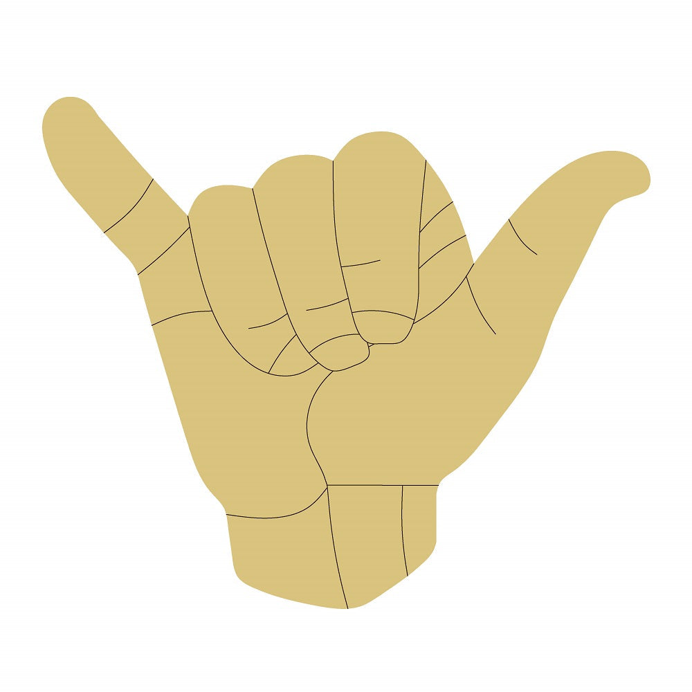 Design By Line Hand MDF Cutout Hang Loose Shaka Sign - Unfinished For DIY