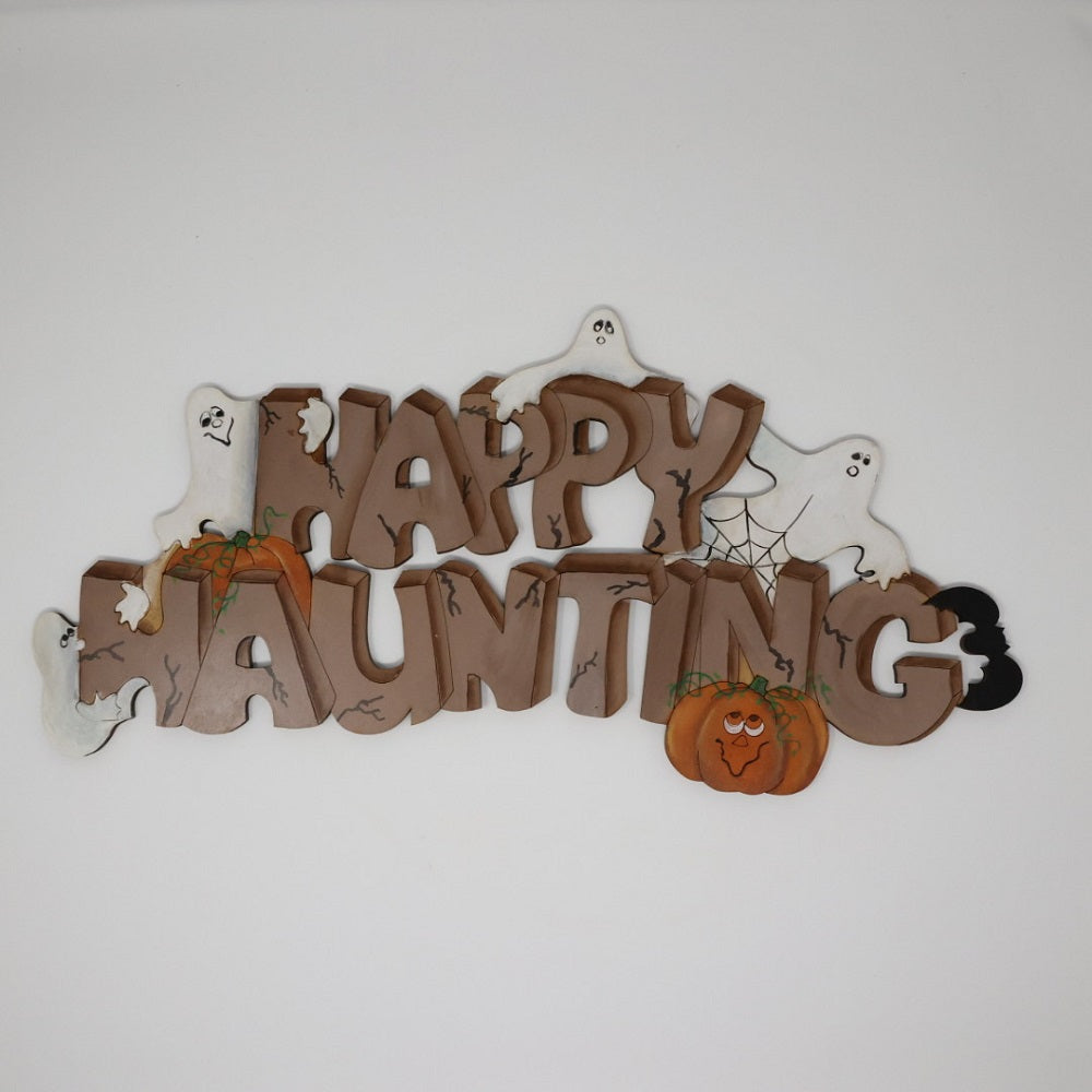 Design By Line Word MDF Cutout Happy Haunting - Unfinished For DIY