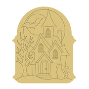 Design By Line Haunted House MDF Cutout Silhouette - Unfinished For DIY
