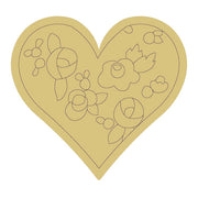 Design By Line Heart MDF Cutout Floral Heart Design - Unfinished For DIY