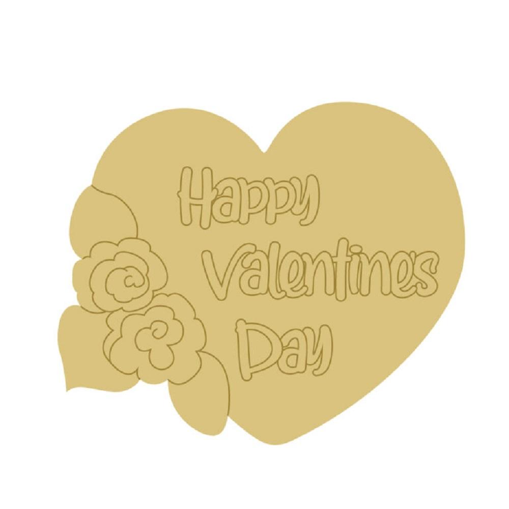 Design By Line Heart MDF Cutout Happy Valentines Day - Unfinished For DIY