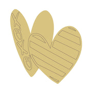 Design By Line Heart MDF Cutout XOXO Script And Stripes - Unfinished For DIY