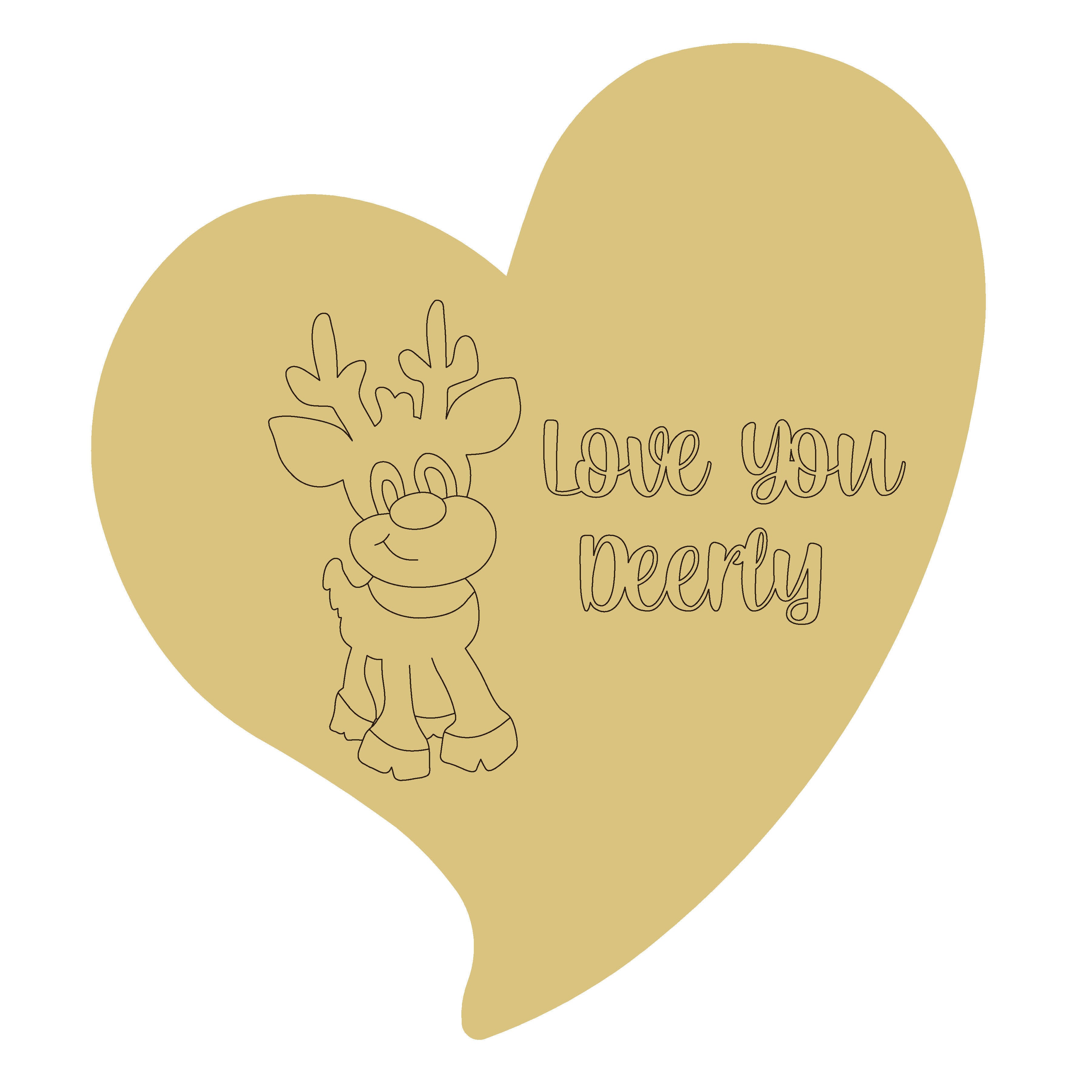 Design By Line Heart MDF Cutout Love You Bearly - Unfinished For DIY