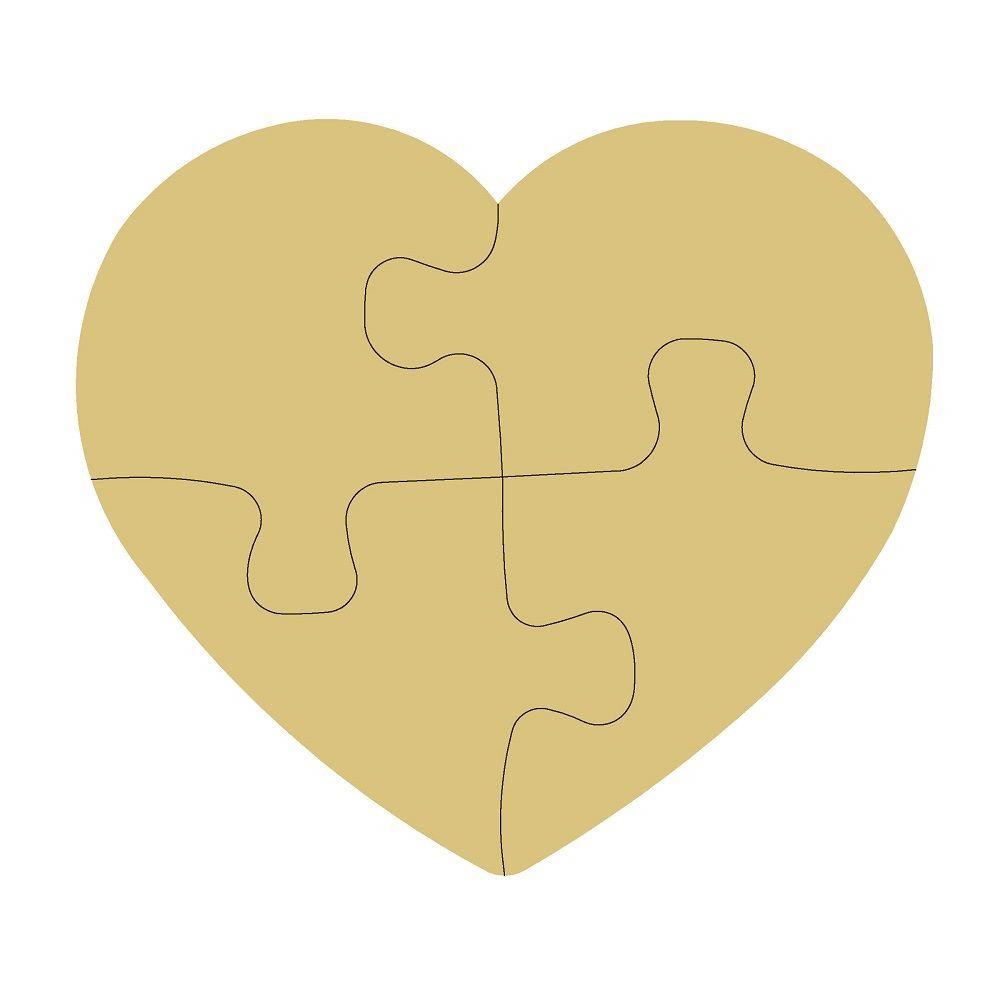 Design By Line Heart MDF Cutout Puzzle - Unfinished For DIY