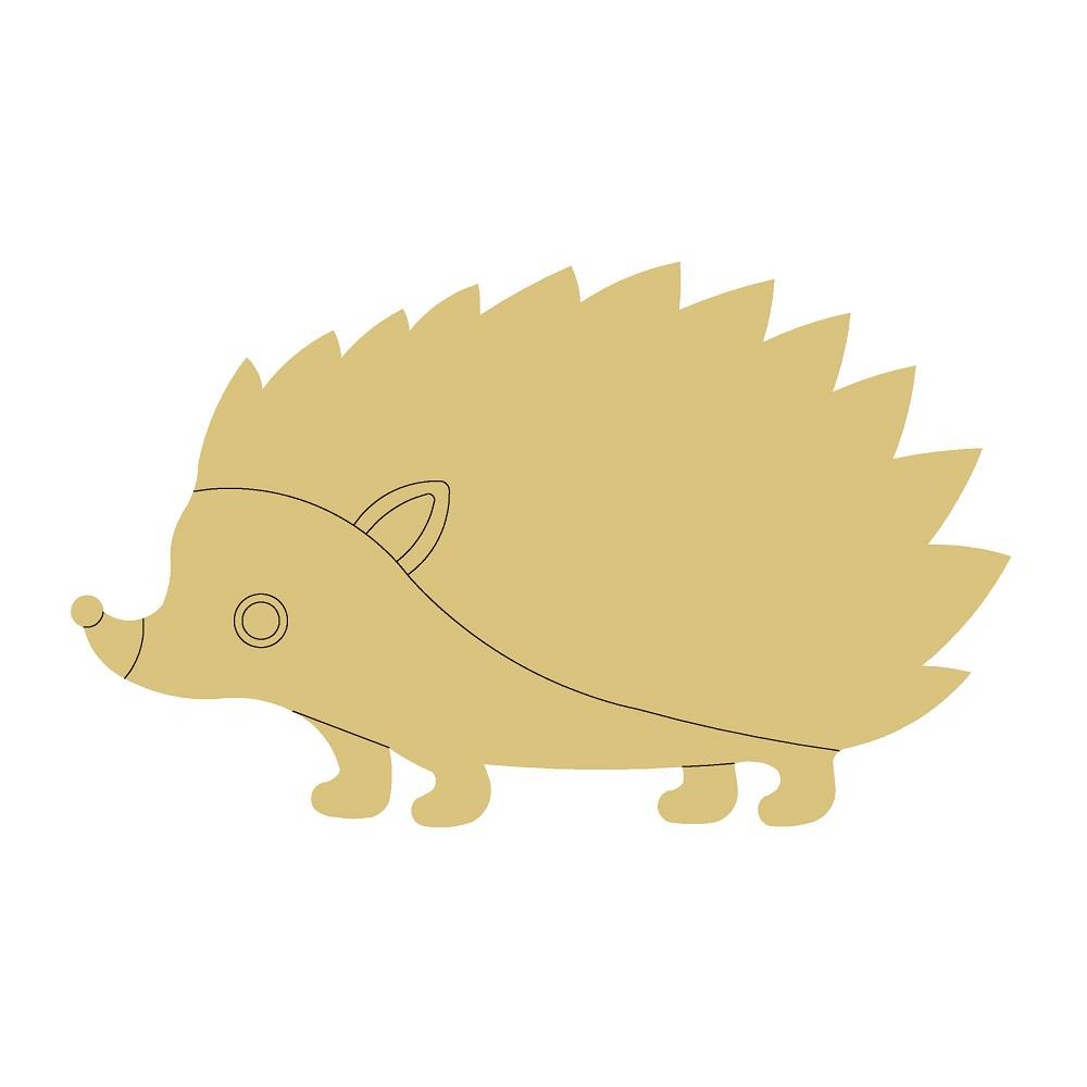 Design By Line Hedgehog MDF Cutout Left-Facing Line Art Silhouette - Unfinished For DIY