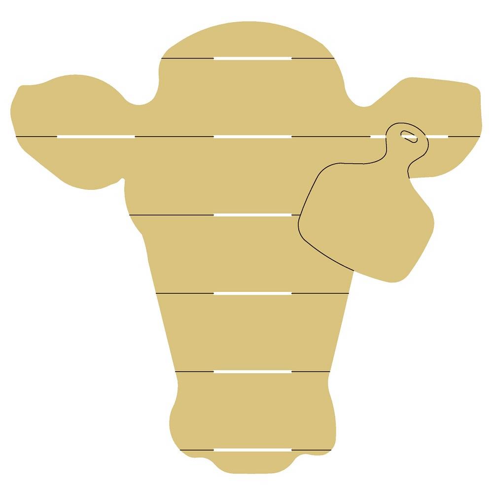 Design By Line Heifer MDF Cutout Tag in Ear Pallet Silhouette - Unfinished For DIY
