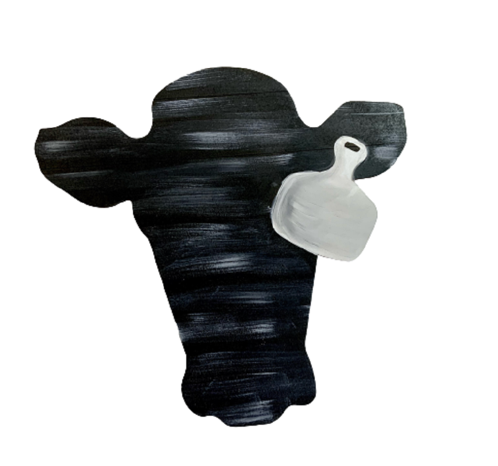 Design By Line Heifer MDF Cutout Tag in Ear Pallet Silhouette - Unfinished For DIY