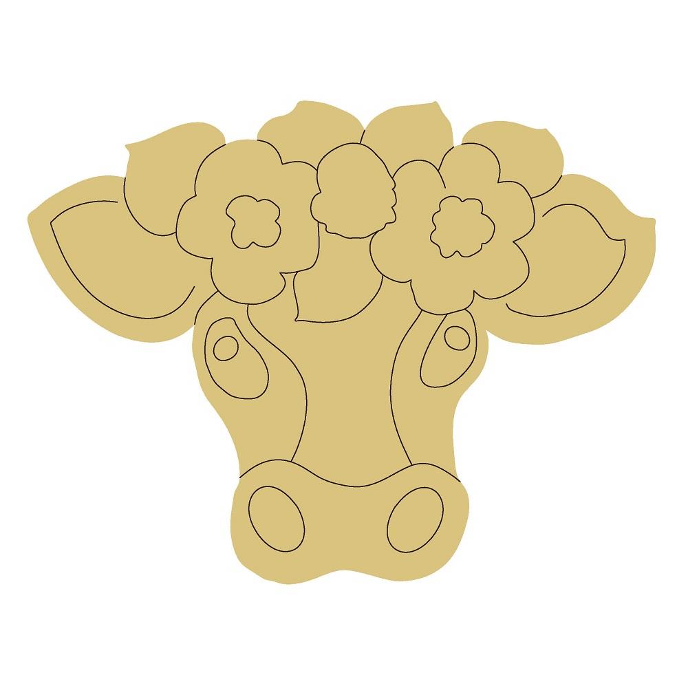Design By Line Cow Head MDF Cutout Floral Bouquet - Unfinished For DIY