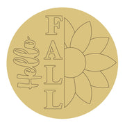Design By Line Round MDF Cutout Hello Fall Sunflower Silhouette - Unfinished For DIY